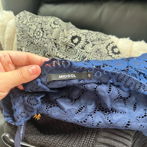 Elegant Navy Blue Lace floral Dress size S - Picture 10 of 10